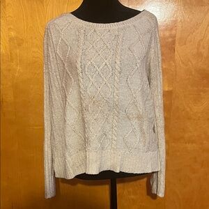 Apt. 9 Light Gray Cable Knit Scoop Neck Sweater